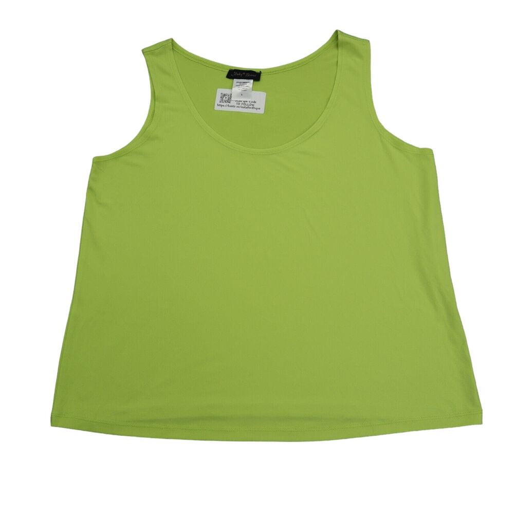 Slinky Brand Shirt Womens L Green Scoop Neck Stretch Basic Pullover Tank Top